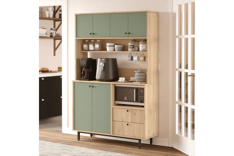 Donae Highboard - Ek/Grön - Förvaring - Förvaringsmöbler - Byrå