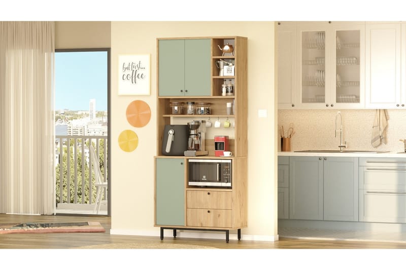 Donae Highboard - Ek/Grön - Förvaring - Förvaringsmöbler - Byrå