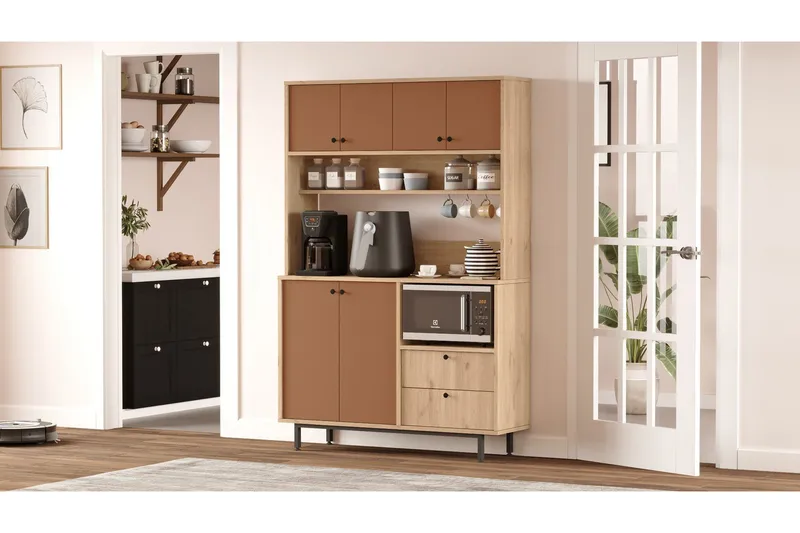 Donae Highboard - Ek/Röd - Förvaring - Förvaringsmöbler - Byrå