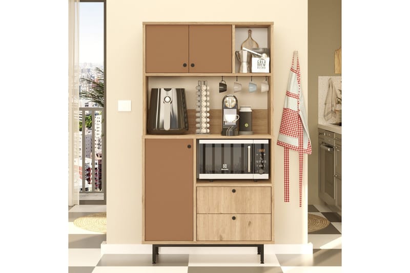 Donae Highboard - Ek/Röd - Förvaring - Förvaringsmöbler - Byrå