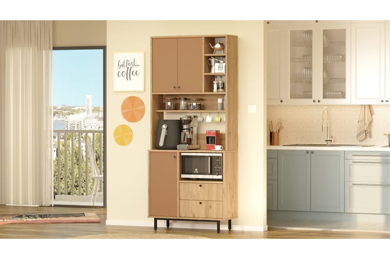 Donae Highboard - Ek/Röd - Förvaring - Förvaringsmöbler - Byrå