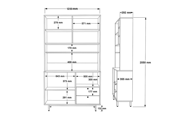 Donae Highboard - Ek/Röd - Förvaring - Förvaringsmöbler - Byrå