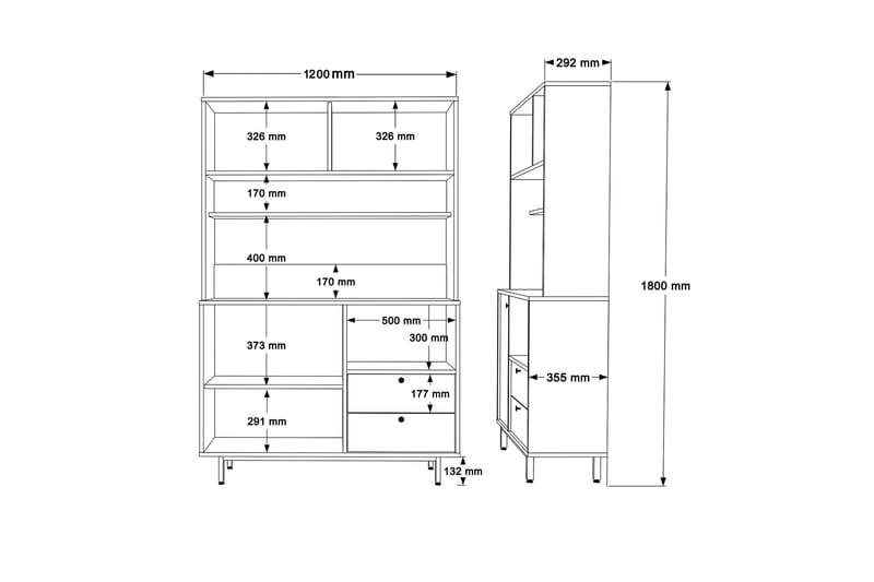 Donae Highboard - Ek/Röd - Förvaring - Förvaringsmöbler - Byrå
