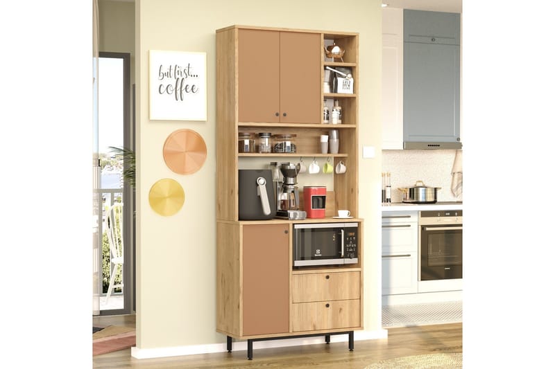 Donae Highboard - Ek/Röd - Förvaring - Förvaringsmöbler - Byrå