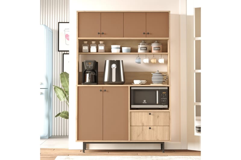 Donae Highboard - Ek/Röd - Förvaring - Förvaringsmöbler - Byrå