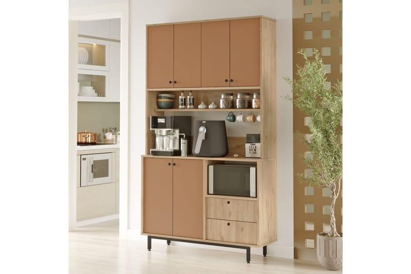 Donae Highboard - Ek/Röd - Förvaring - Förvaringsmöbler - Byrå