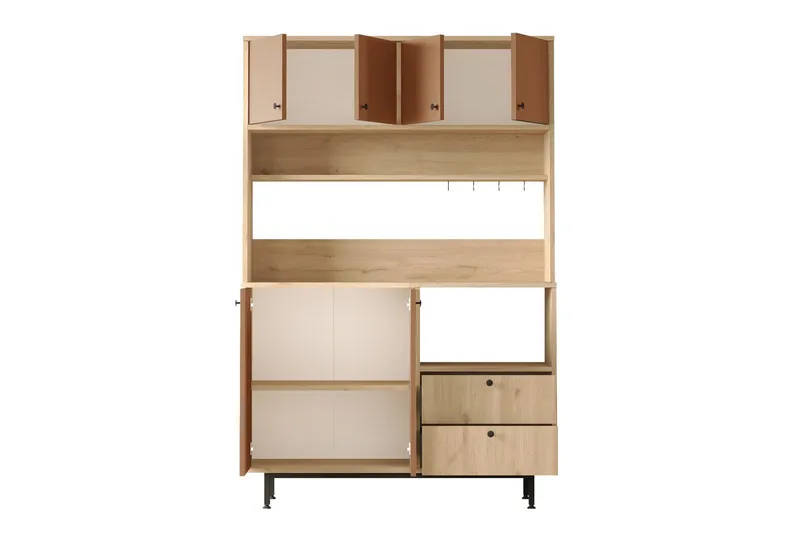 Donae Highboard - Ek/Röd - Förvaring - Förvaringsmöbler - Byrå