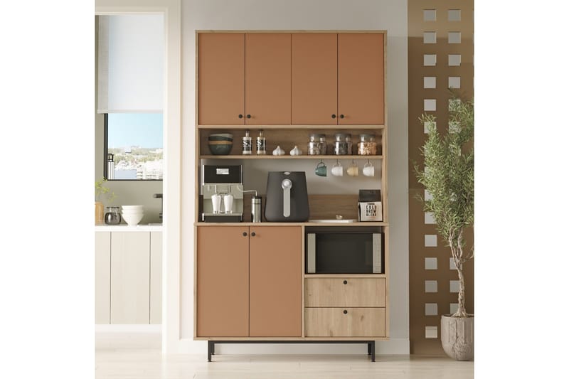 Donae Highboard - Ek/Röd - Förvaring - Förvaringsmöbler - Byrå