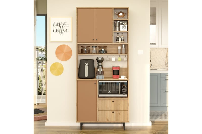 Donae Highboard - Ek/Röd - Förvaring - Förvaringsmöbler - Byrå