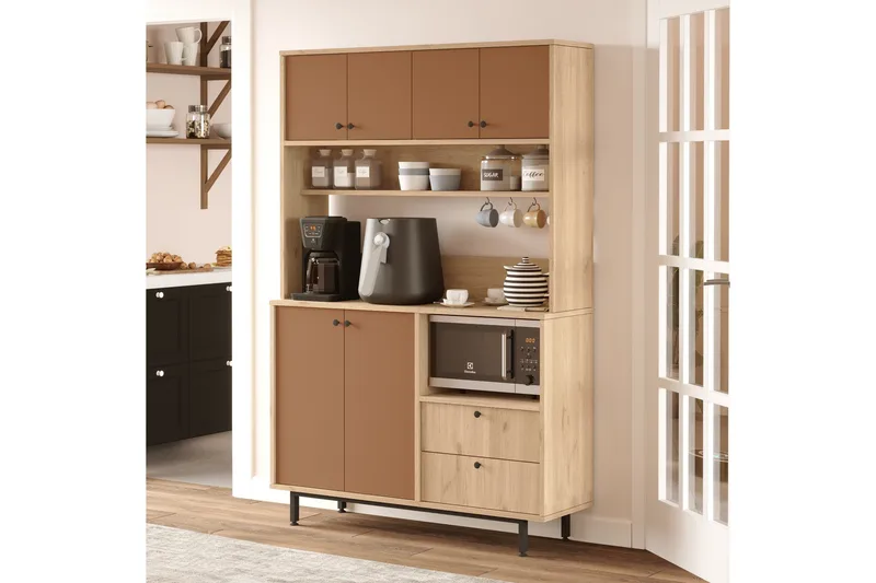 Donae Highboard - Ek/Röd - Förvaring - Förvaringsmöbler - Byrå