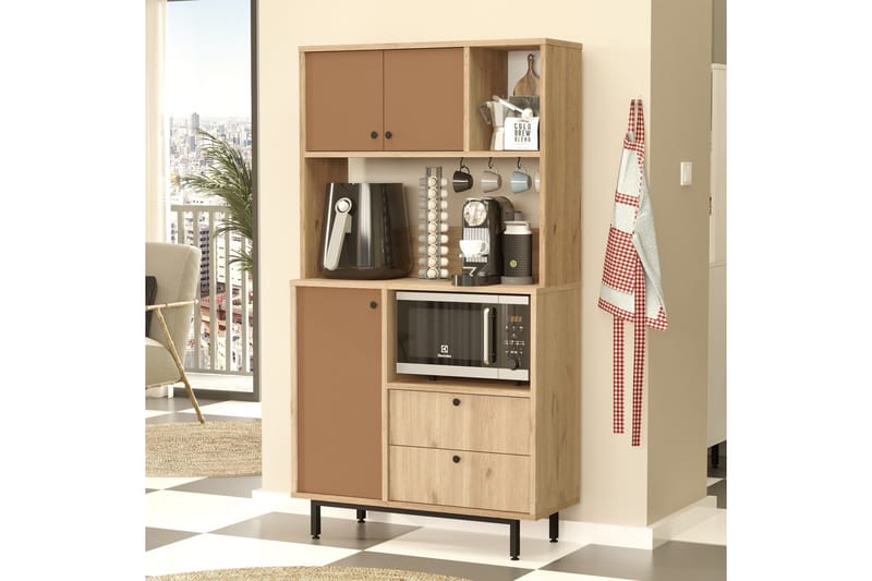 Donae Highboard - Ek/Röd - Förvaring - Förvaringsmöbler - Byrå