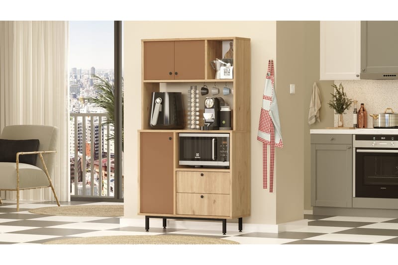 Donae Highboard - Ek/Röd - Förvaring - Förvaringsmöbler - Byrå