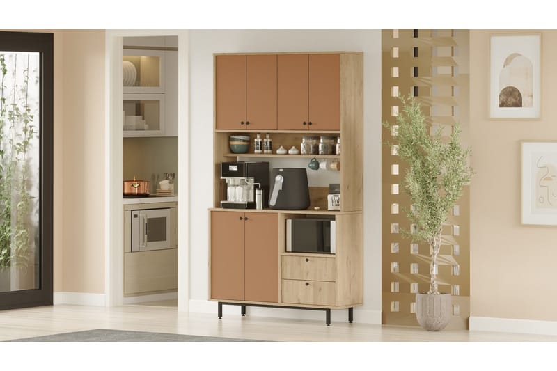 Donae Highboard - Ek/Röd - Förvaring - Förvaringsmöbler - Byrå