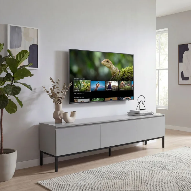 Dorvik TV-bänk 150 cm med 3 lådor - ljusgrått och svart - Förvaring - Förvaringsmöbler - Skänkar & sideboards