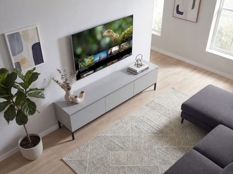 Dorvik TV-bänk 150 cm med 3 lådor - ljusgrått och svart - Förvaring - Förvaringsmöbler - Skänkar & sideboards