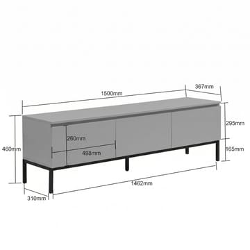 Dorvik TV-bänk 150 cm med 3 lådor - ljusgrått och svart - Möbler - Vardagsrum - Tv-möbler & mediamöbler - Tv-bänkar