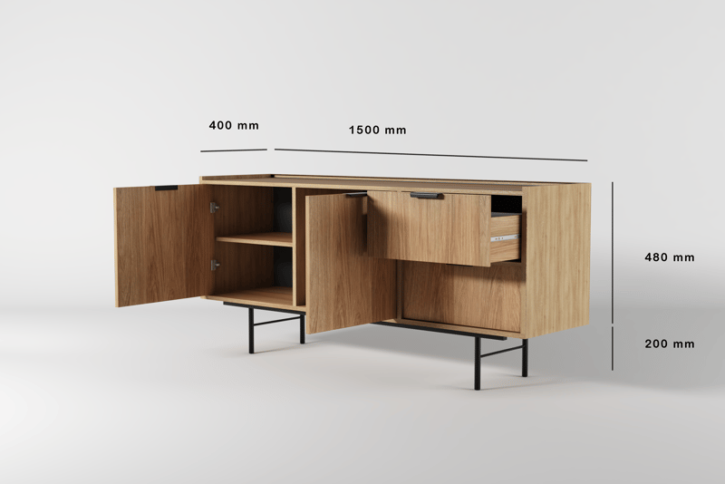 Dravo Skänk 68x150 cm - Naturlig hickory - Förvaring - Förvaringsmöbler - Skänkar & sideboards