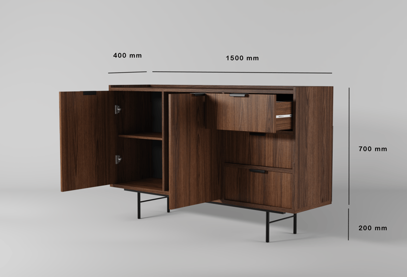Dravo Skänk 90x150 cm - Warmia valnöt - Förvaring - Förvaringsmöbler - Skänkar & sideboards