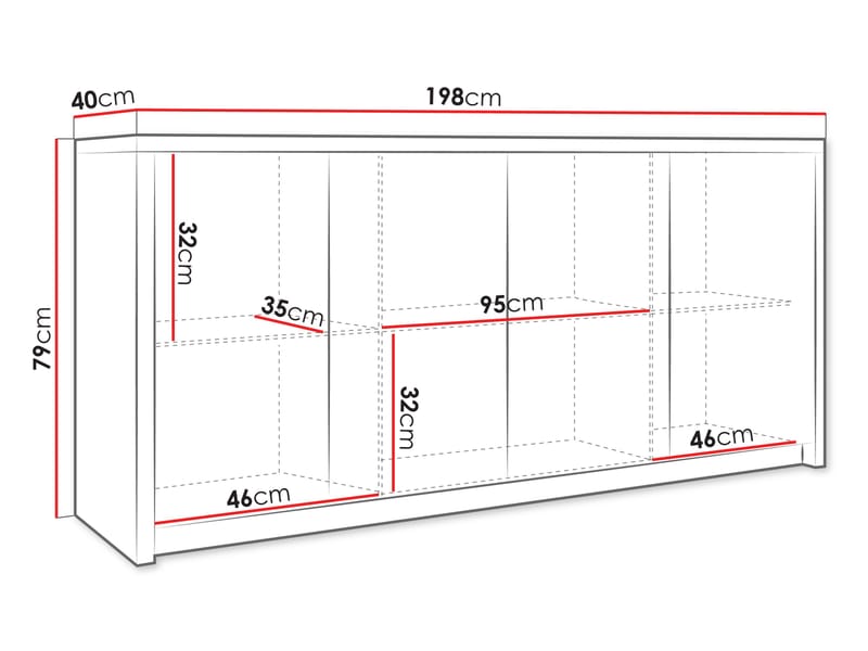 Driva Skänk 198 cm - Brun - Förvaring - Förvaringsmöbler - Skänkar & sideboards