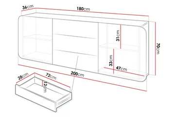 Duartina Skänk 200x36 cm - Beige - Förvaring - Förvaringsmöbler - Skänkar & sideboards
