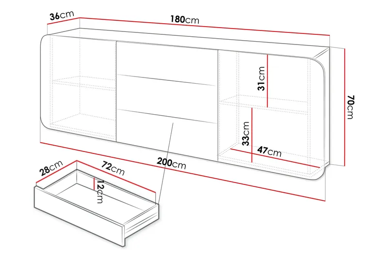 Duartina Skänk 200x36 cm - Beige - Förvaring - Förvaringsmöbler - Skänkar & sideboards
