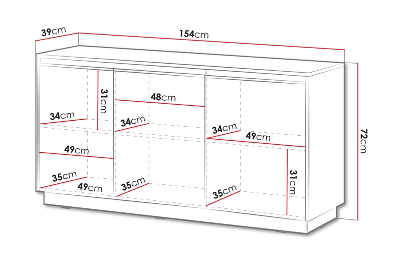 DUVERED Byr�å 154 cm Svart - Förvaring - Förvaringsmöbler - Byrå