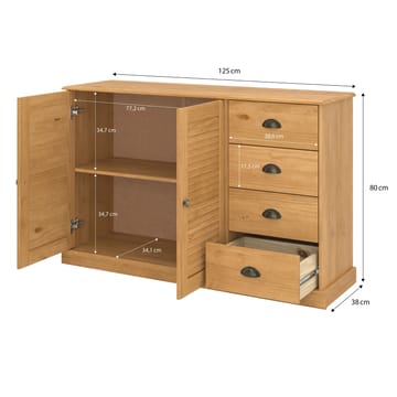 Edith Skänk 125x80 cm i Furu - Brun - Förvaring - Förvaringsmöbler - Skänkar & sideboards