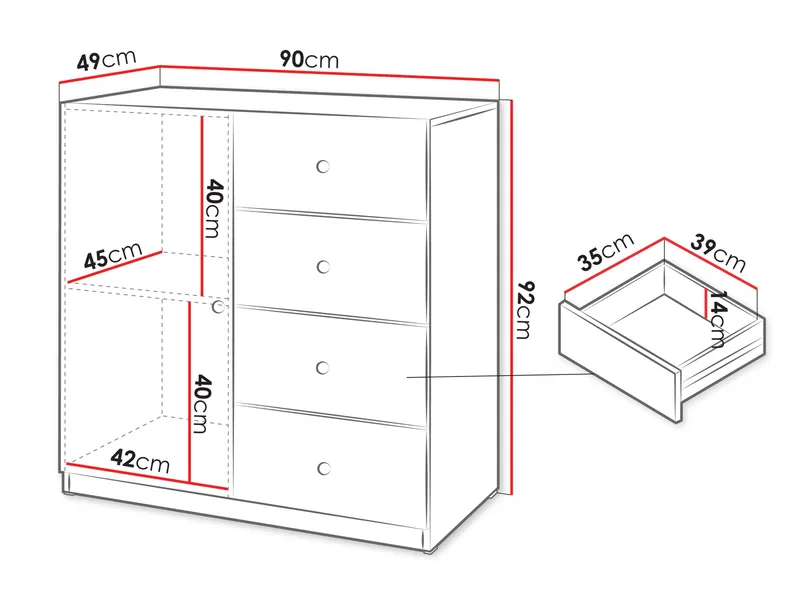 Fayric Byrå 90 cm - Beige - Förvaring - Förvaringsmöbler - Byrå