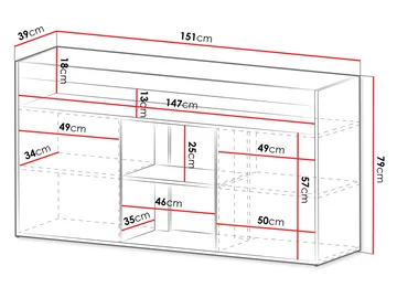 Fiorea Skänk 151 cm LED-belysning - Brun och grå - Förvaring - Förvaringsmöbler - Skänkar & sideboards