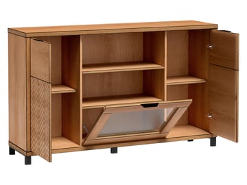 Fonti Rektangulär Skänk 158 cm i Trä med Ekutseende och Metallben - Svart|Brun - Förvaring - Förvaringsmöbler - Skänkar & sideboards