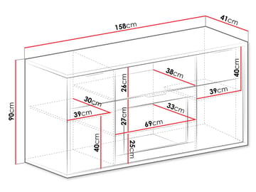 Fonti Rektangulär Skänk 158 cm i Trä med Glaslucka - Brun - Förvaring - Förvaringsmöbler - Skänkar & sideboards
