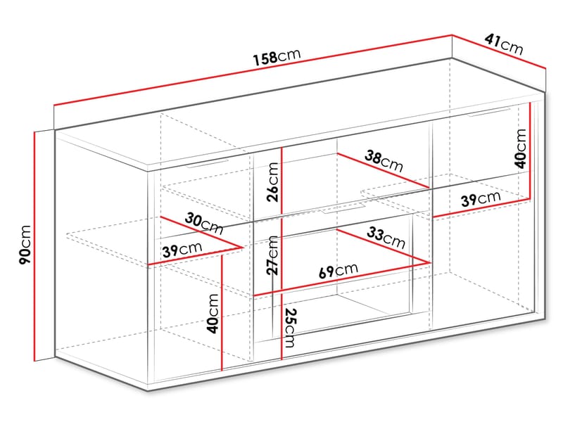 Fonti Rektangulär Skänk 158 cm i Trä med Glaslucka - Brun - Förvaring - Förvaringsmöbler - Skänkar & sideboards
