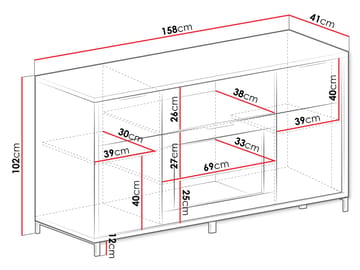 Fonti Skänk 158 cm - Brun|svart - Förvaring - Förvaringsmöbler - Skänkar & sideboards