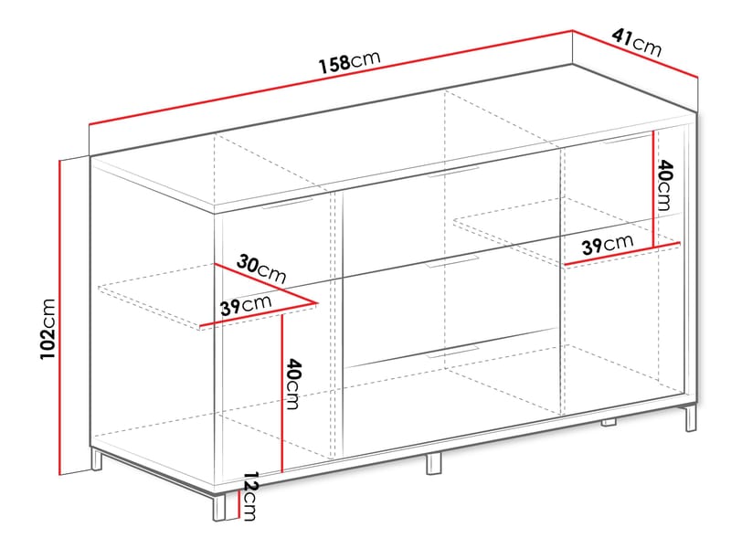 Fonti Skänk 158 cm - Brun|svart - Förvaring - Förvaringsmöbler - Skänkar & sideboards
