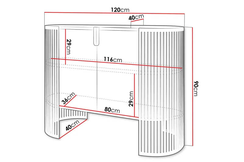Friend Skänk 120x40 cm - Rosa/Vit - Förvaring - Förvaringsmöbler - Skänkar & sideboards