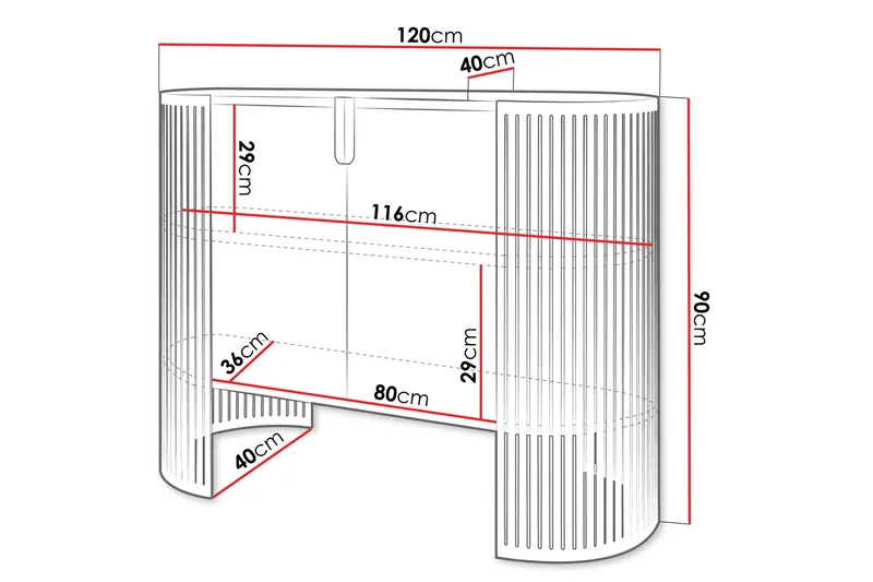 Friend Skänk 120x40 cm - Rosa/Vit - Förvaring - Förvaringsmöbler - Skänkar & sideboards