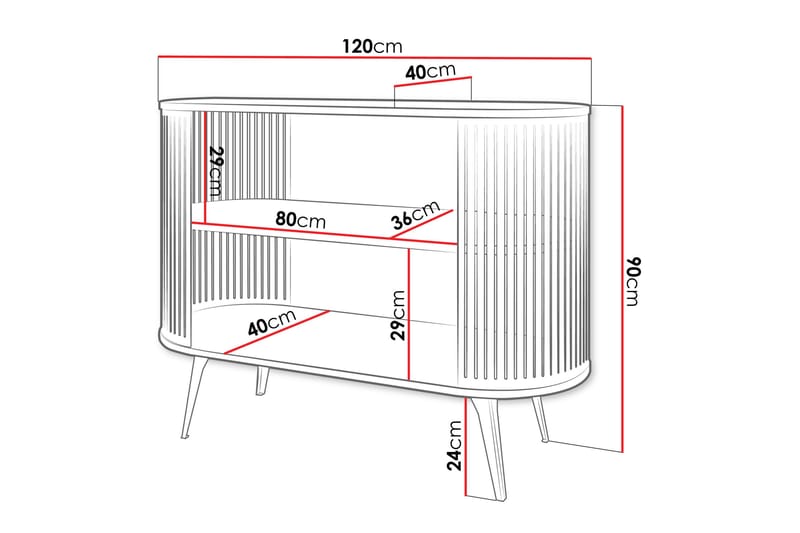 Galia Skänk 120x40 cm - Svart/Grå - Förvaring - Förvaringsmöbler - Skänkar & sideboards