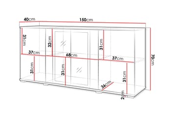 Gamal Skänk 150x40 cm i Trä med Dörrar - Vit - Förvaring - Förvaringsmöbler - Skänkar & sideboards
