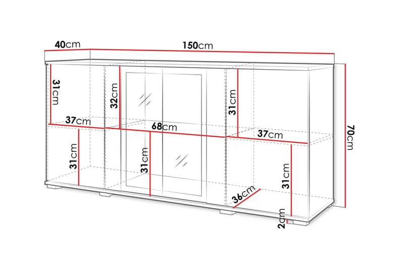 Gamal Skänk 150x40 cm i Trä med Dörrar - Vit - Förvaring - Förvaringsmöbler - Skänkar & sideboards