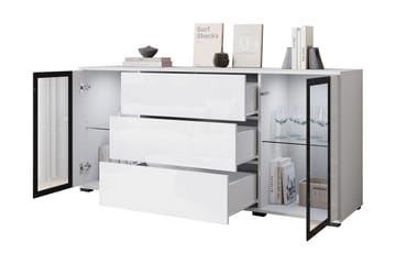 Gamal Skänk 150x40 cm i Trä med Glasdörrar - Svart - Förvaring - Förvaringsmöbler - Skänkar & sideboards
