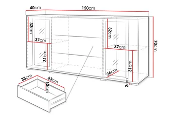 Gamal Skänk 150x40 cm - Svart - Förvaring - Förvaringsmöbler - Skänkar & sideboards