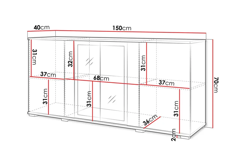 Gamal Skänk 150x40 cm - Vit - Förvaring - Förvaringsmöbler - Skänkar & sideboards