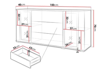 Gamal Skänk 150x40 cm - Vit - Förvaring - Förvaringsmöbler - Skänkar & sideboards