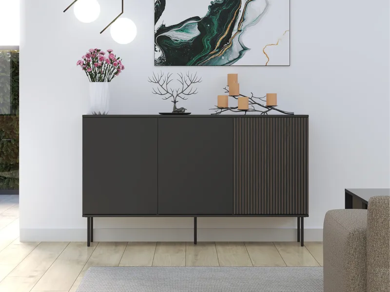 Gravendal Skänk 151x88 cm - Svart, valnöt - Förvaring - Förvaringsmöbler - Skänkar & sideboards