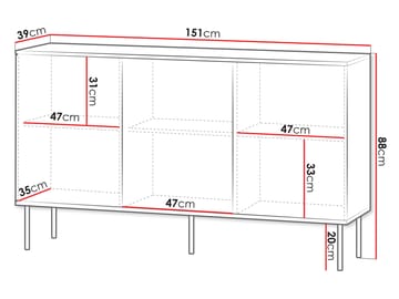 Gravendal Skänk 151x88 cm - Svart, valnöt - Förvaring - Förvaringsmöbler - Skänkar & sideboards