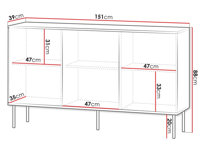 Gravendal Skänk 151x88 cm - Svart, valnöt - Förvaring - Förvaringsmöbler - Skänkar & sideboards