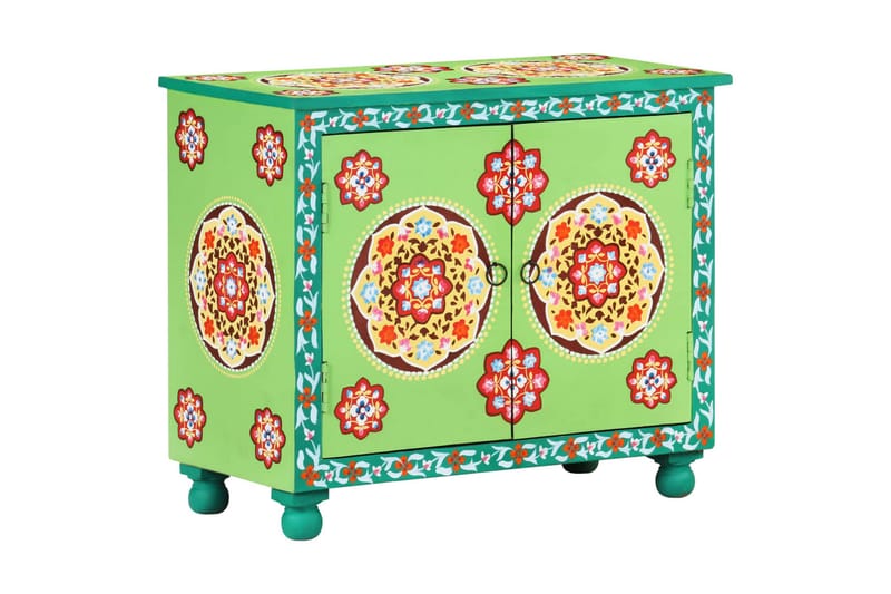 Handmålad skänk flerfärgad 70x35x60 cm massivt mangoträ - Flerfärgad - Förvaring - Förvaringsmöbler - Skänkar & sideboards