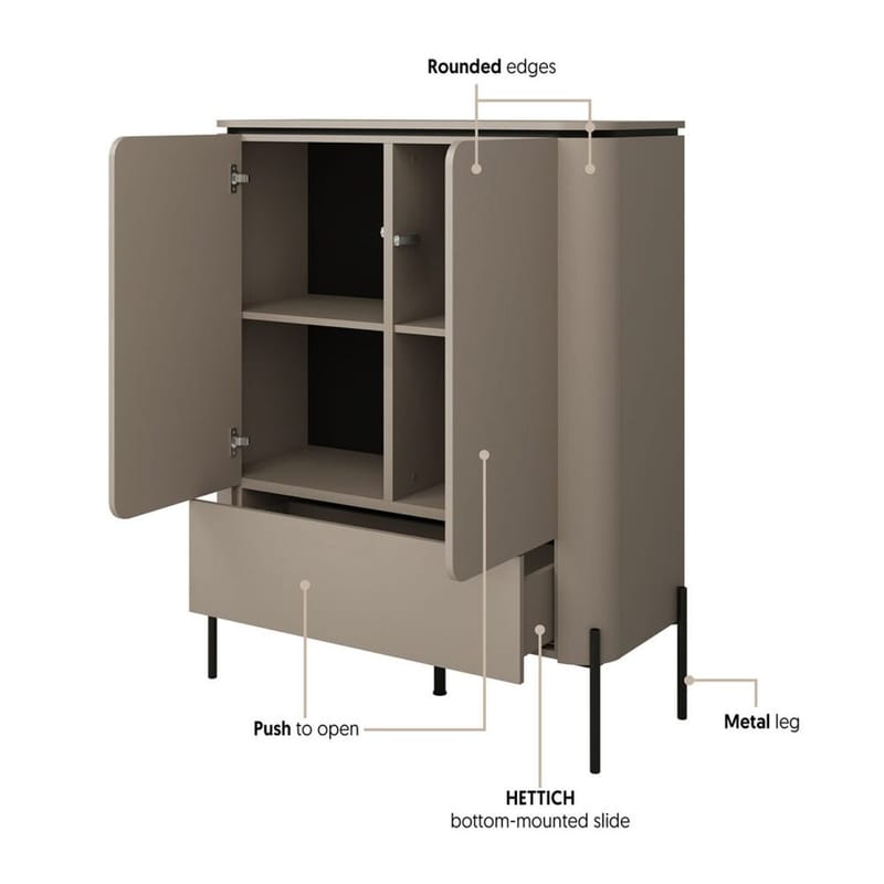 Högskåp Bello 2 Dörrar 1 Låda - Förvaring - Förvaringsmöbler - Byrå