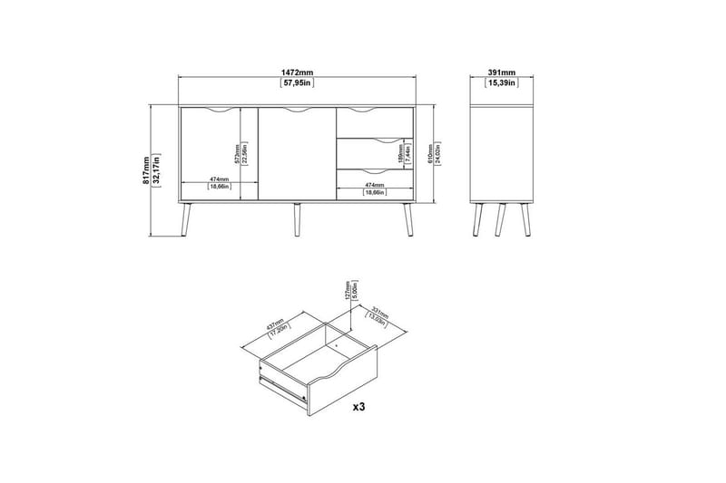 Hostafranc Skänk 147,2x39,1 cm - Natur - Förvaring - Förvaringsmöbler - Skänkar & sideboards