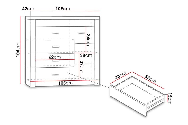 Indianapolis Skänk 109x42x104 cm - Mörk ask - Förvaring - Förvaringsmöbler - Skänkar & sideboards